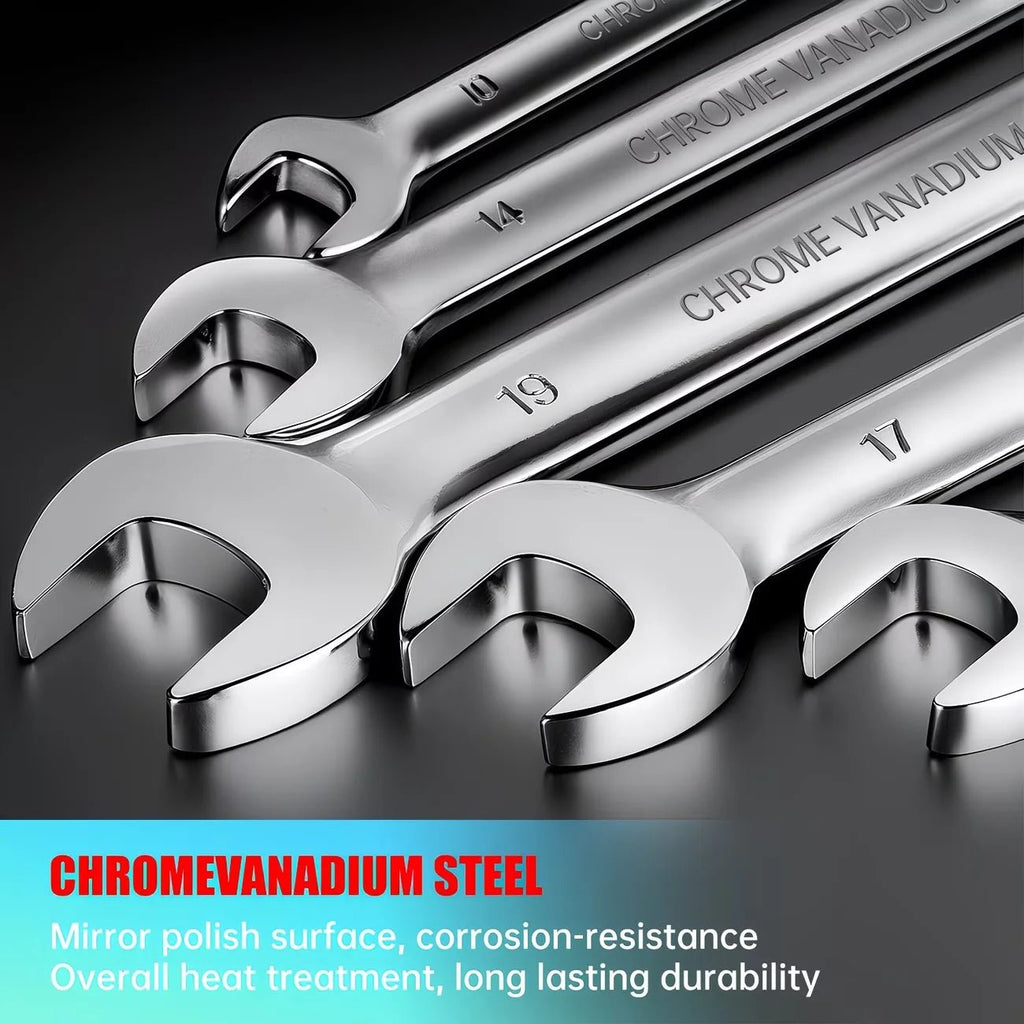 72-Tooth 8-19mm Ratchet Wrench Set Metric, Multi-Function for Garage Home DIY Repair Maintenance Ideal Party Gift - VeloCart