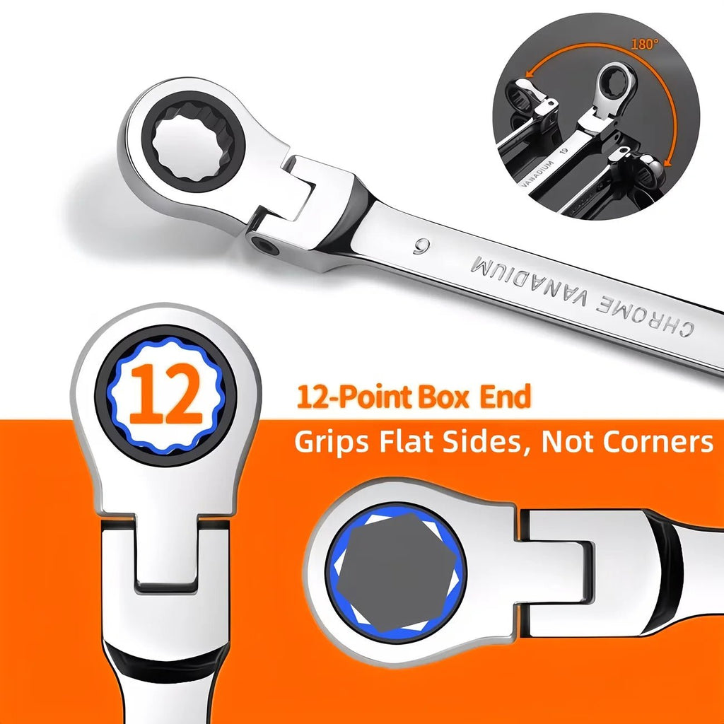 72-Tooth 8-19mm Ratchet Wrench Set Metric, Multi-Function for Garage Home DIY Repair Maintenance Ideal Party Gift - VeloCart