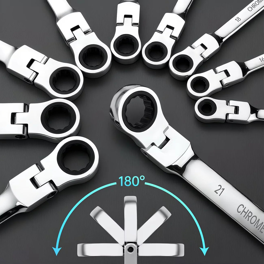 72-Tooth 8-19mm Ratchet Wrench Set Metric, Multi-Function for Garage Home DIY Repair Maintenance Ideal Party Gift - VeloCart
