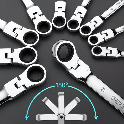 72-Tooth 8-19mm Ratchet Wrench Set Metric, Multi-Function for Garage Home DIY Repair Maintenance Ideal Party Gift - VeloCart