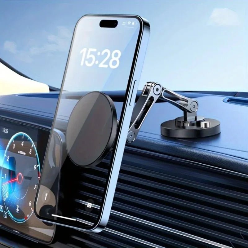 Magnetic Car Phone Holder Stand Dashborad Alloy Foldable Magnet Car Mount Smartphone Mobile Bracket For iPhone 17 16 15 14 13 12 - VeloCart