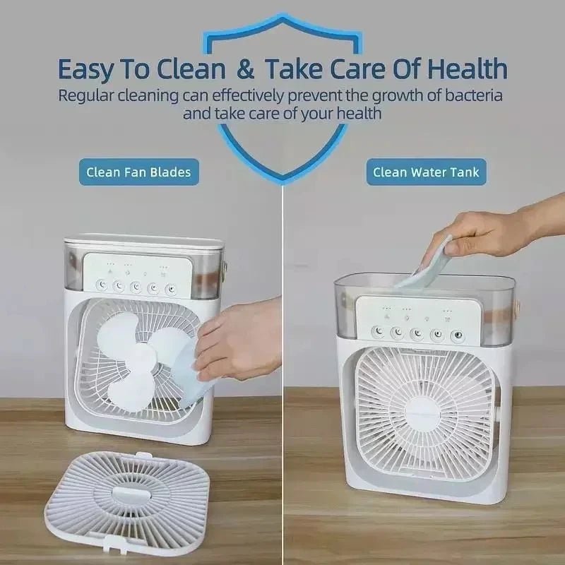 New 3 In 1 Fan AIr Conditioner Household Mini Air Cooler LED Night Light Portable Humidifier Air Adjustment Fan Office Home Fan - VeloCart