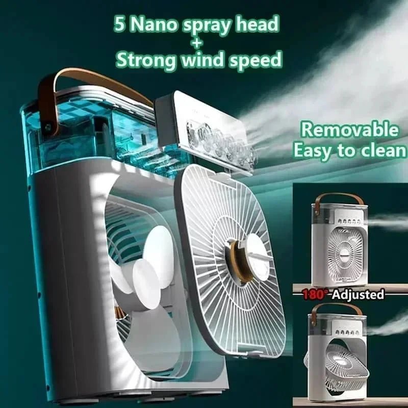 New 3 In 1 Fan AIr Conditioner Household Mini Air Cooler LED Night Light Portable Humidifier Air Adjustment Fan Office Home Fan - VeloCart
