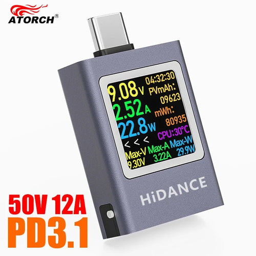 13 in 1 DC 4.5-50V 0-12A Multi-function Digital Display DC Voltage Ammeter Power Meter Type-c Cell Phone Charging PD3.1 Tester - VeloCart
