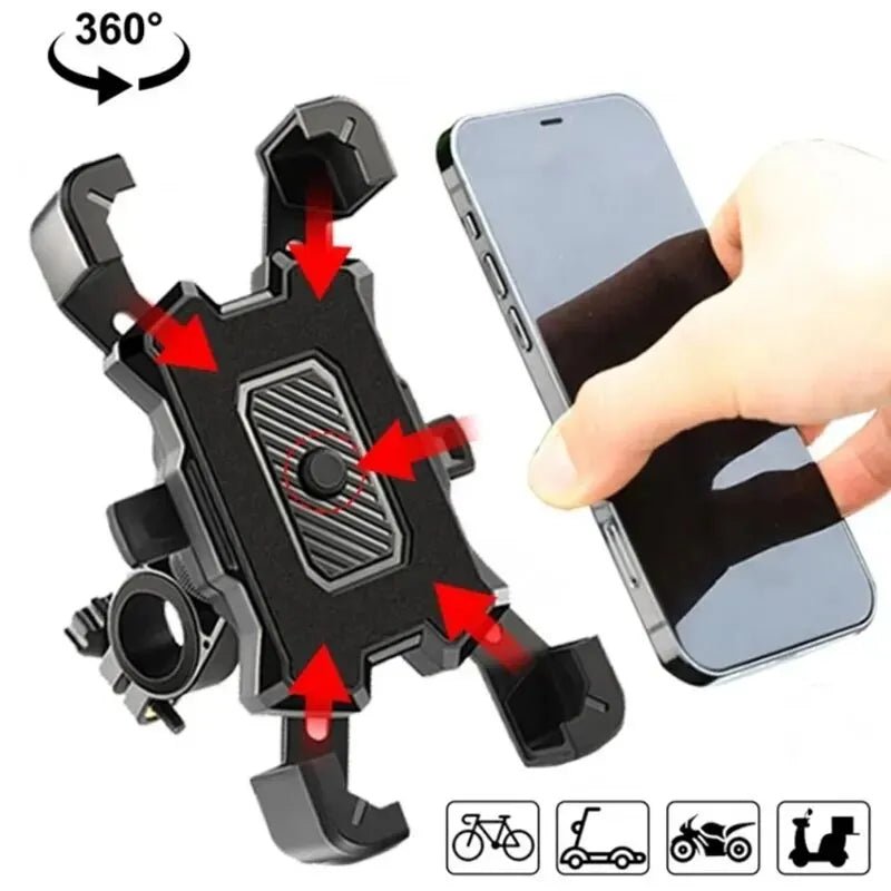Universal 360° Rotatable Non-Slip Bicycle Phone Holder Adjustable Stand for MTB Bike Moto Motorcycle Durable Cycling Accessory - VeloCart