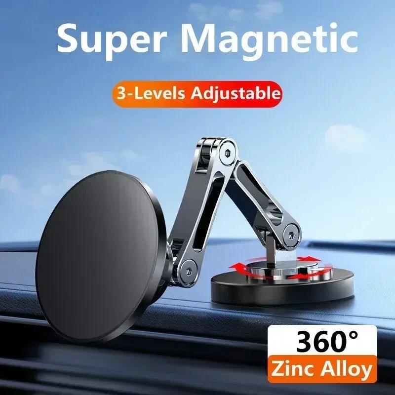 Magnetic Car Phone Holder Stand Dashborad Alloy Foldable Magnet Car Mount Smartphone Mobile Bracket For iPhone 17 16 15 14 13 12 - VeloCart